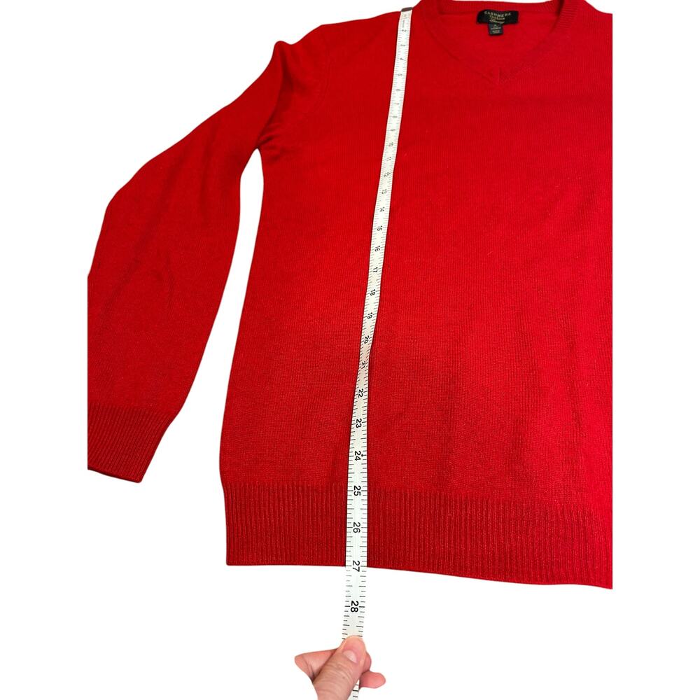 CASHMERE CLUB ROOM Men's V Neck Sweater MEDIUM Luxury Red 100% Cashmere - Picture 4 of 5